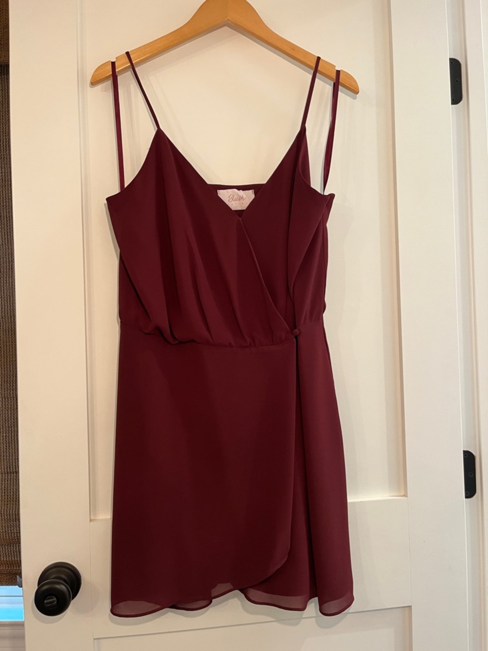 Wine Red Sleeveless Wrap Mini Dress